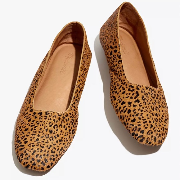🐆SOLD🐆 NIB Madewell Cory Square Toe Flat Leopard Calf Hair Size 7 - Picture 1 of 9